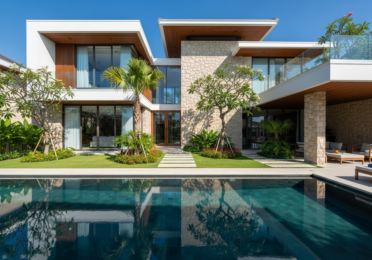 Villa exterior daytime view