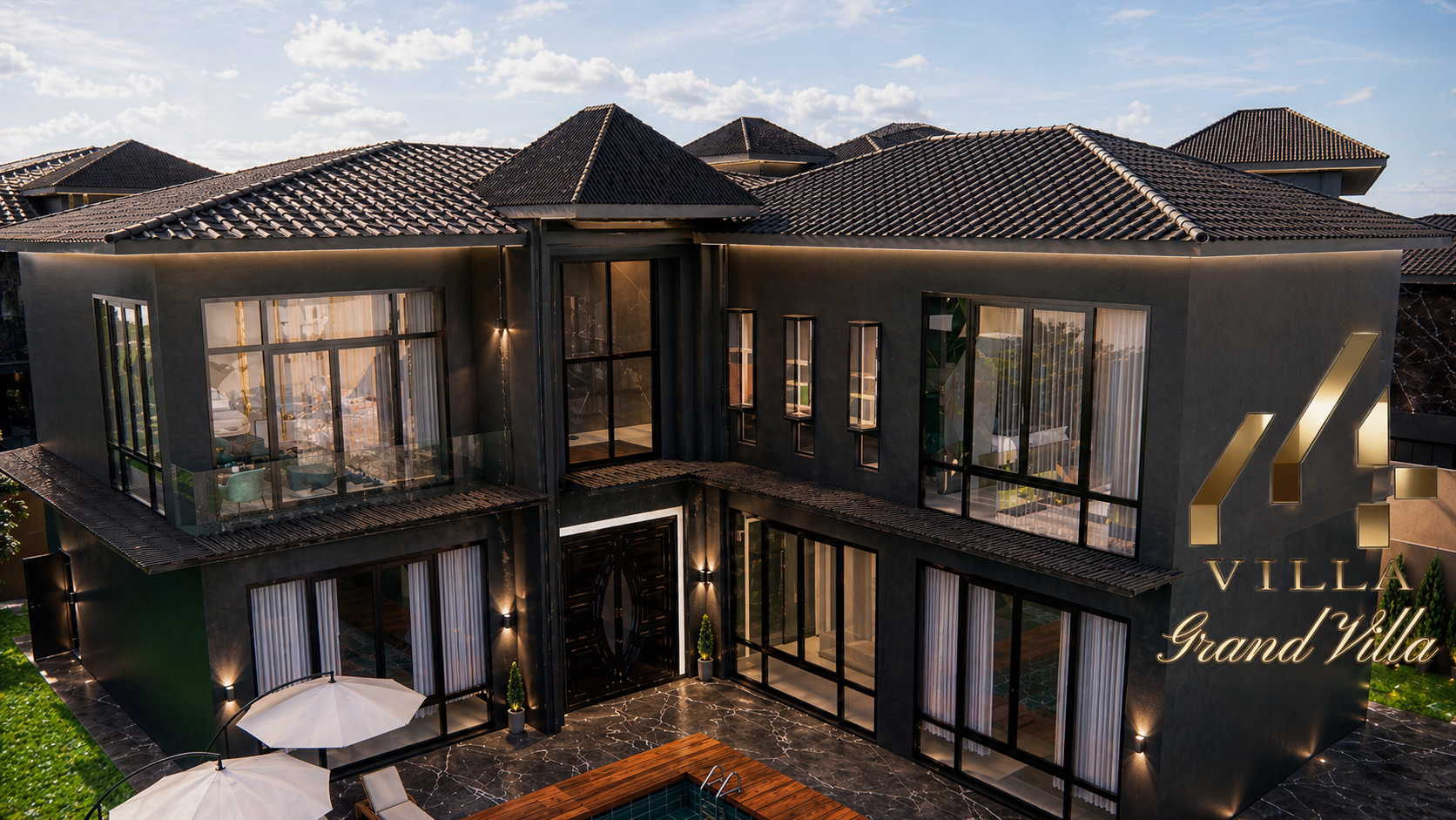 Grand Villa at sunset in Nongprue