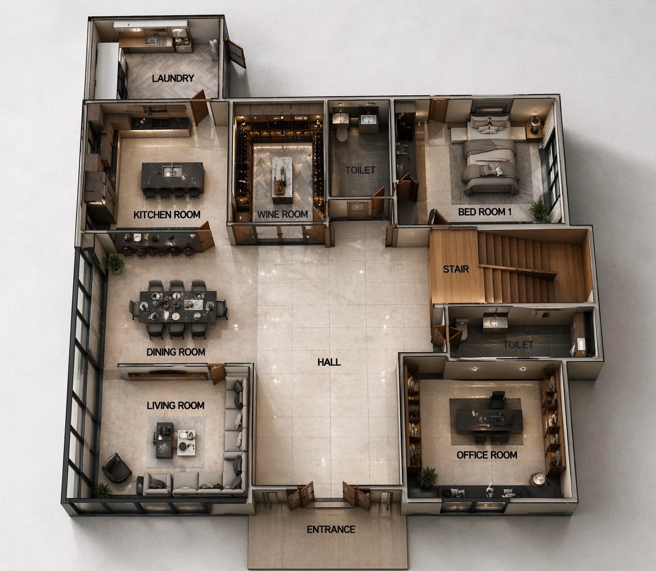 Square Villa first floor plan