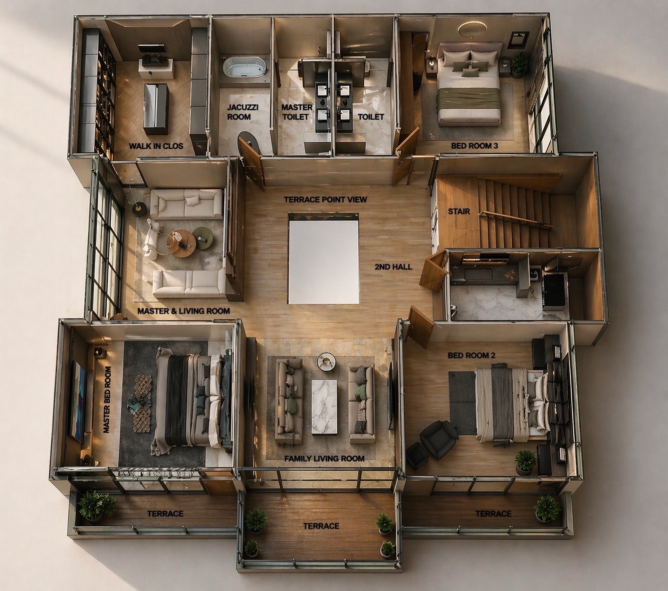 Square Villa second floor plan
