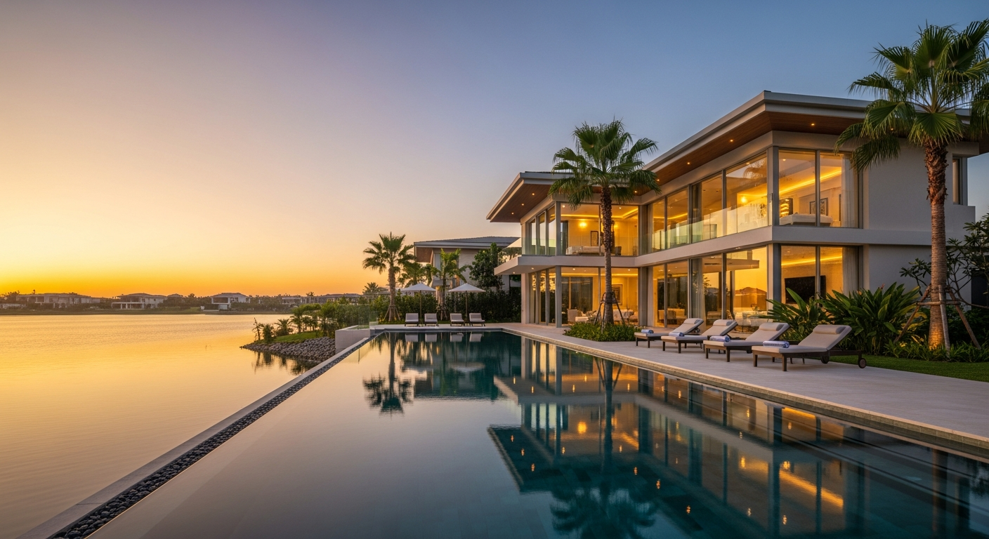 Pattaya luxury villa at sunset